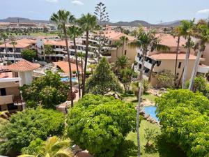 サンミゲル・デ・アボナにあるPenthouse in Golf del Sur 2のヤシの木とプールのあるリゾートの航空写真