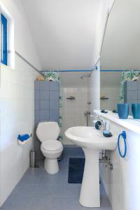 a bathroom with a toilet and a sink at Villa Costa Haraki in Haraki +38 photos