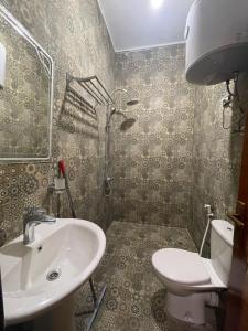 カイロにあるستوديو هادئ ومريحの洗面台とトイレ付きのバスルーム +2枚の写真