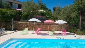 Bazén v ubytování Villa chaleureuse en sud Ardèche avec piscine privée 200 m² nebo v jeho okolí
