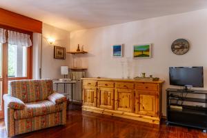 库马约尔APPARTAMENTO LE GINESTRE - Relax e vista Montagna - COUR 0248的一间带电视和木柜的客厅