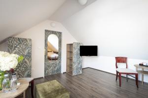 Televízia a/alebo spoločenská miestnosť v ubytovaní Hotel Tanzberg Mikulov