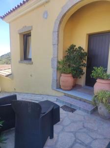 a house with two potted plants and a door at Mono Lu Lioni in Lu Lioni