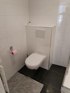 a bathroom with a white toilet in a stall at appartement centre ville in Souillac +6 photos