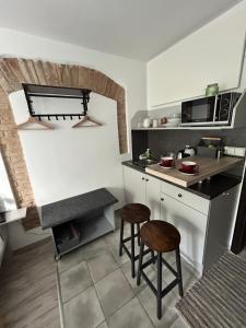 Kuchyň nebo kuchyňský kout v ubytování Apartmány u Kuželky + 21 fotografií