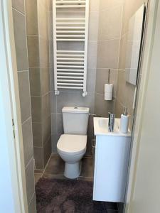 ein kleines Badezimmer mit Toilette und Waschbecken in der Unterkunft RM-0 - Joli 2 pièces tout équipé au RDC à Mulhouse pour 1-3 pers in Mulhouse + 18 Fotos