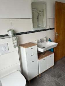 Koupelna v ubytování Ferienwohnung Ekaterina + 12 fotografií