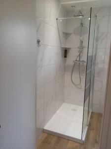 ディジョンにあるCité de la Gastronomieの浴室のガラス扉付きシャワー +2枚の写真