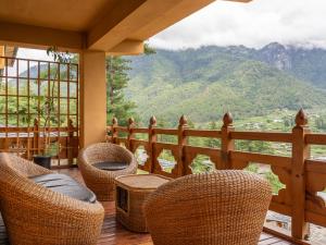 Ein allgemeiner Bergblick oder ein Berglick von des Hotels aus