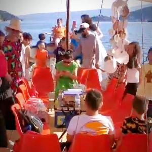 a group of people on a boat on the water at Jadranka Boat in Tivat