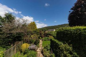 a garden with a path in the middle at Edge Cottage in Curbar