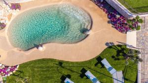 an overhead view of a swimming pool on a beach at Benaco See in Torri del Benaco
