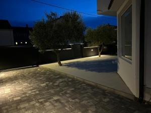 a night view of a house with a tree in the yard at Villa Sonja in Biograd na Moru
