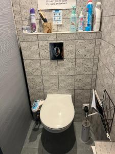a small bathroom with a toilet in a stall at close du verger in Treillières
