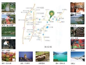 a map of the temples and sights in china at SunWang Hotel in Puli