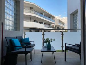 Balkón alebo terasa v ubytovaní Apartament Jantarowe Zacisze Blue