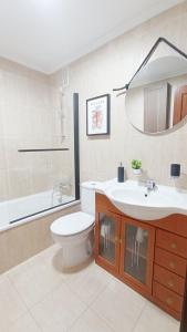 エル・アスティジェロにあるLas MARIPOSAS , 3 habitacionesのトイレ、洗面台、鏡のあるバスルーム +18枚の写真