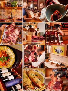 a collage of pictures of a man preparing food at Boca Luxury Rooms in Tarquinia