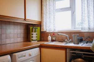 una cucina con lavandino e lavastoviglie di Comfy 1-Bed Flat Near Hospital & Station a Londra Altre 10 foto