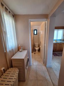 a bathroom with a sink and a toilet in a room at Zoes House in Kyra Panagia +22 photos