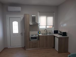 Kuchyň nebo kuchyňský kout v ubytování THALASSA ALMYROS APARTMENTS