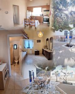 an aerial view of a kitchen and a living room at Zoes House in Kyra Panagia
