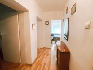 a room with a hallway with a mirror and a door at Apartman Carsija in Sarajevo +2 photos