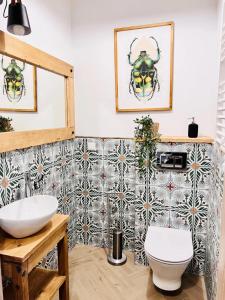 un bagno con un water e un lavandino di Domek na Kaszubach 41-1 - Ostoja Bukowo a Borowy Młyn