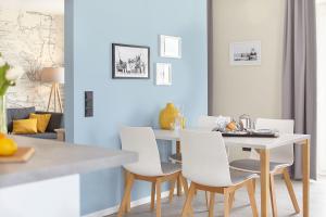 Et opholdsområde på 3-Raum-Ferienwohnung ohne Meerblick