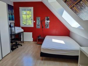 En eller flere senge i et værelse på BRETAGNE proche mer maison 5 chambres