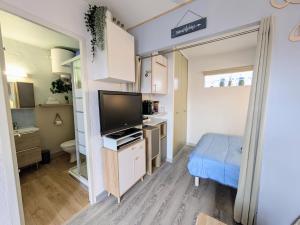 Televízia a/alebo spoločenská miestnosť v ubytovaní MARSEILLAN-PLAGE - Studio climatisé avec coin nuit séparé - Terrasse & parking privé