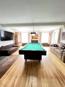 a living room with a pool table in it at Große Wohnung mit Billardtisch in Starnberg