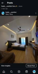 a bedroom with a bed and a couch in a room at Hotel Comfort & Villas in Donji &Scaron;toj