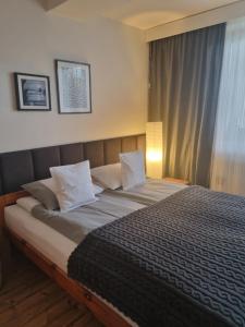 Łóżko lub łóżka w pokoju w obiekcie Apartament Granat