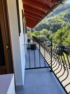 a balcony with a view of a mountain at Pensiunea Hanzu Darius in Gura Rîului
