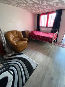 salon z kanapą i krzesłem w obiekcie Joli Maison calme 10 Mn de Paris st LAZARE w mieście Argenteuil