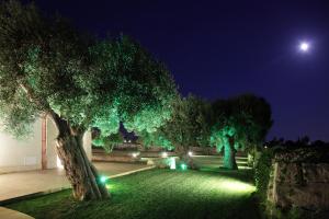 a garden at night with trees and lights at Casal Sikelio in Cassibile