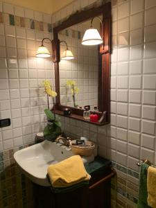 a bathroom with a sink and a mirror at Locanda del Glis glis in Castelletto d'Orba +45 photos