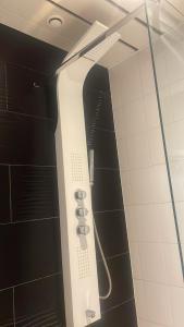 a shower in a bathroom with a shower at Boutique Diamond Apartments in Antwerp +21 photos