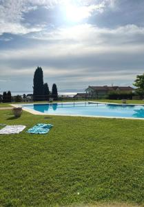 una piscina in mezzo a un prato di Barum Lake View Apartment in Lazise a Lazise