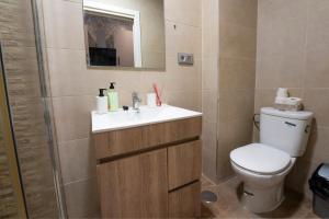 un bagno con un water e un lavandino di Hogar en Calle Lavapiés a Madrid