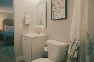 a white bathroom with a toilet and a sink at 2 homes within 5 miles of each other, one on Lake in Lutz +27 photos