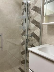 a bathroom with a shower and a sink at Lazar ONE Aparment in Izola