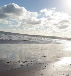 a beach with a cloudy sky and the ocean at San Remo in Paignton +2 photos