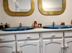 een badkamer met twee wastafels en twee spiegels bij Maison face au moulin Giverny in Vernon +38 foto's