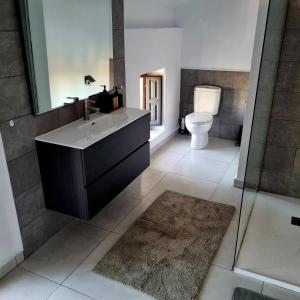 a bathroom with a sink and a toilet at Casa Naturista Con Vistas in Oria