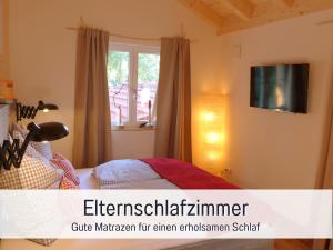 TV a/nebo společenská místnost v ubytování Ferienwohnung BirkenNEST-Sauna-Freisitz-Almhütte