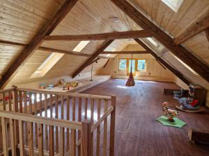 an overhead view of a room in a cabin at Kyprův mlýn in Knínice