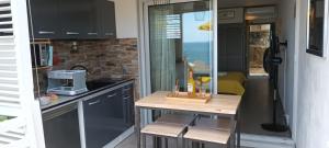 Kuchyň nebo kuchyňský kout v ubytování "Studio Bellevue" Terrasse et Deck vue mer-Accès piscine