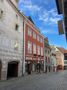 a group of buildings on a city street at Apartmán v centru Krumlova in Český Krumlov